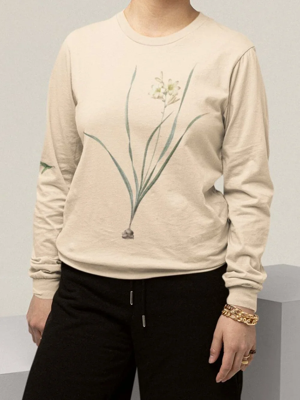 Wild Gladiolus Vintage Floral Print Long Sleeve Graphic Tee T-shirt S-XXL